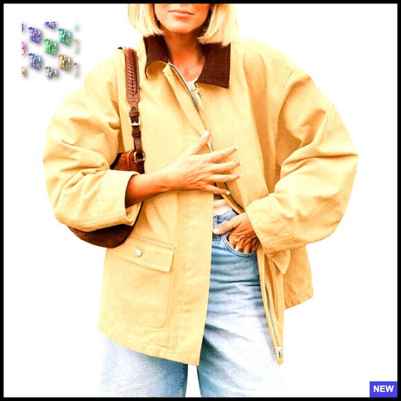 Jackets & Blazers - Oversized Barn Jacket Zip Up Military Safari Vintage Trench Coat with Pockets